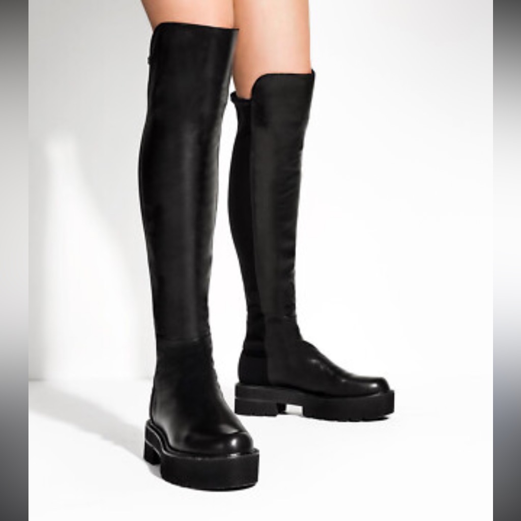 Stuart Weitzman Black Over-The-Knee Platform Boots